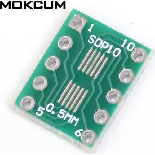50pcs SOT23 SOP10 MSOP10 Umax SOP23 to DIP10 Pinboard SMD To DIP Adapter Plate 0.5mm/0.95mm to 2.54mm DIP Pin PCB Board Convert