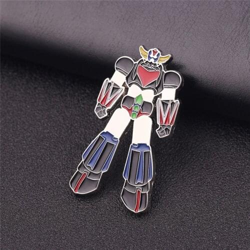 Animation Cartoon UFO Grendizer Robot Brooch pin Women Men Creative Jewelry Brooches for Adults Children Enamel Pins Safety Pins