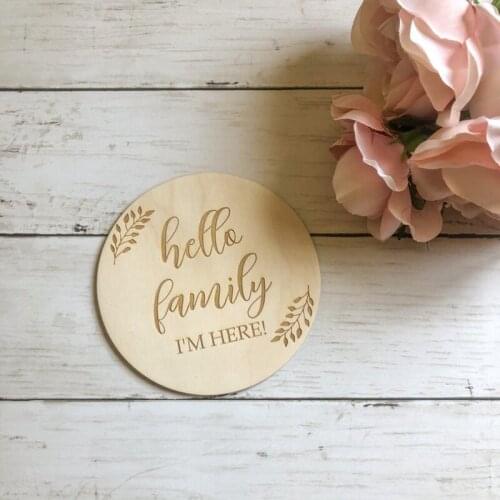 Free shipping 20pcs Hello Family I'm Here Birth Announcement Sign Newborn Announcement Sign