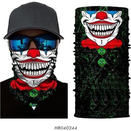 Seamless Bandana Ghost Neck Gaiter Clown Balaclava Breathable Motorcycle Army Half Mask Buff Biker Tube Scarf Headband Men Women