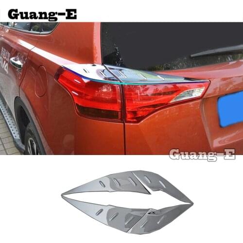 For Toyota RAV4 2014 2015 2016 Car Styling Rear Tail Light Lamp Frame Stick Chrome ABS Trim Panel Moulding Cover Parts 4pcs