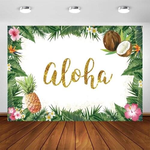 Baby Birthday Party Coconut Backgrounds Pineapple Leaves Photos Backdrops Newborn Baby Shower Decoration Customize Photo Studio