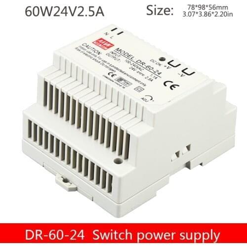 60W Din rail switching power supply DR-60-24V2.5A/12V5A DC output voltage regulator transformer