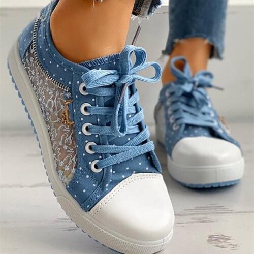 Women Shoes 2021 Fashion Summer Casual Shoes Cutouts Lace Canvas Hollow Breathable Platform Flat Shoes Woman Sneakers