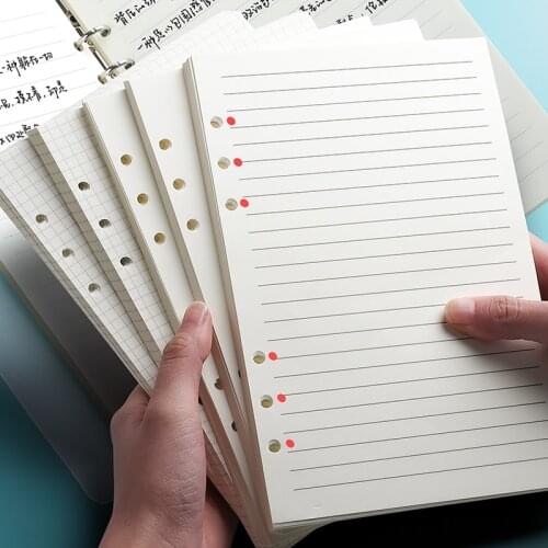 Classic 6 Holes Binder Notebook Inner Paper Core/refilling Inner Papers:line,grid,dots,list,daily Weekly Monthly Planner A5 A6