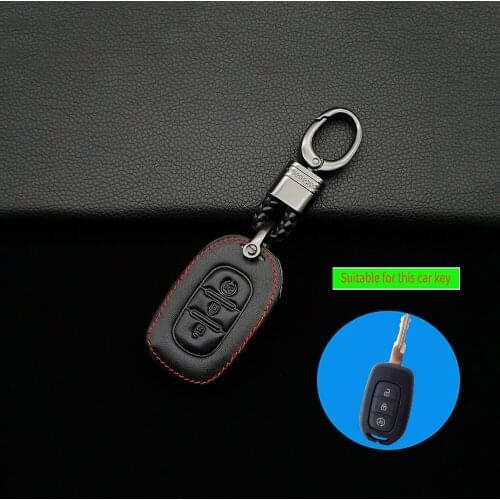 High Quality Leather Key Cover Case For Renault Twingo Duster Logan Captur Laguna Scenic Remote Protect Skin Holder Accessories