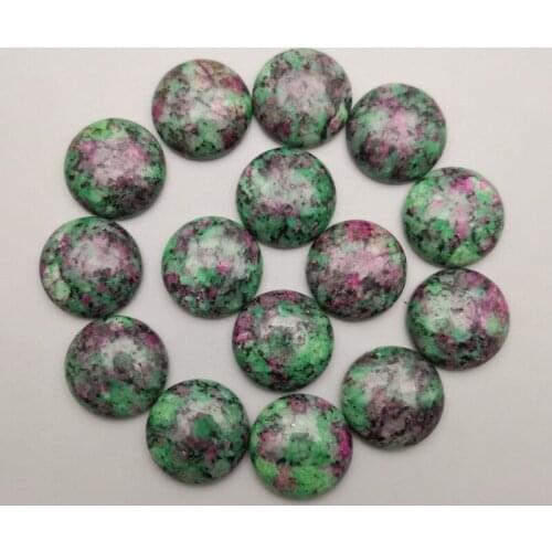 Epidote natural stone round cabochon beads for jewelry fashion Ring 20Pcs/lot Good quality charm 20mm accessories no hole