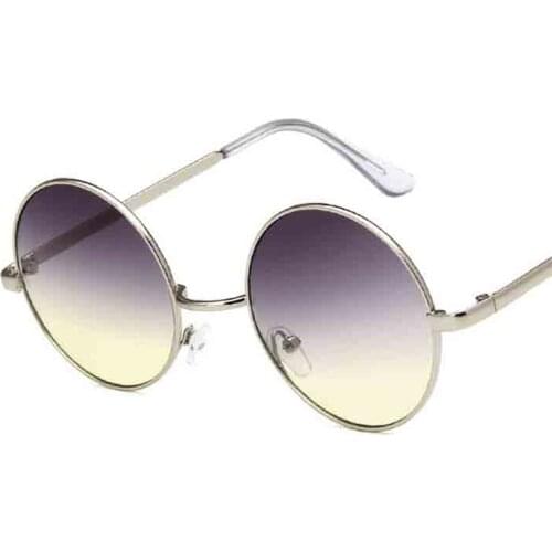 Retro Round Sunglasses Men Women Metal Big Frames Sun Glasses Fashion Gradient Ocean Lens Unisex Eyewear UV400 AG66