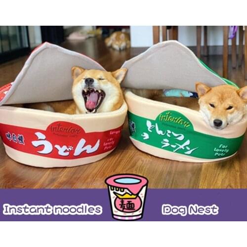 Cute Instant Noodle Pet House Kennel Super Large Warm Dog Cat Nest Beds Cushion Udon Cup Noodle Pet Bed Removable Easy Cleaning