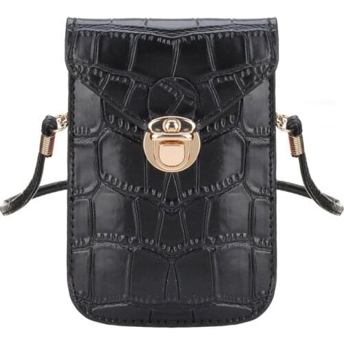 Silver Mobile Phone Mini Bags Small Clutches Shoulder Bag Crocodile Leather Women Handbag Black Clutch Purse Handbag Flap Black