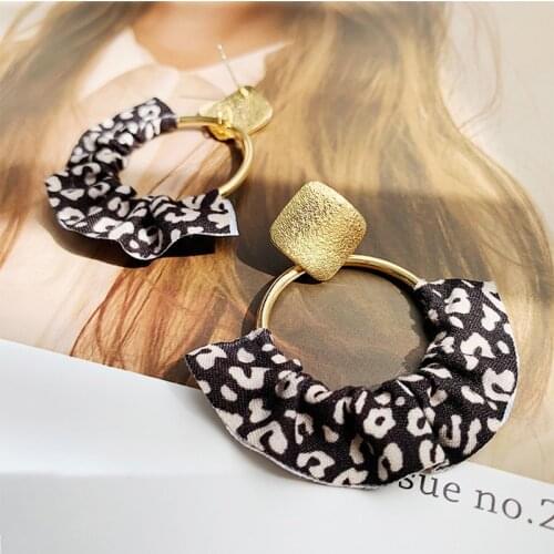 Fashion leopard cloth drop womens earrings Bohemian oversized dangling earrings accessorized with earrings party jewelry gifts