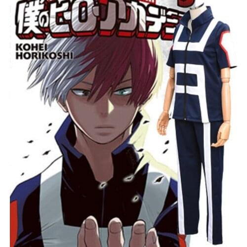 My Hero Academia Boku no Hero Cosplay Costume Men Women School Uniform Gym Suit Tshirt Pants Midoriya Izuku Todoroki Shouto Wig