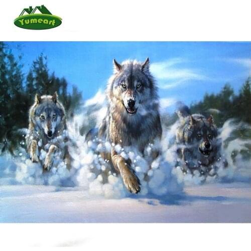 Diy 3d Diamond Embroidery Cross Kits Needlework Dmc Painting Picture of Rhinestones Diamond Mosaic Handmade Craft Running Wolf