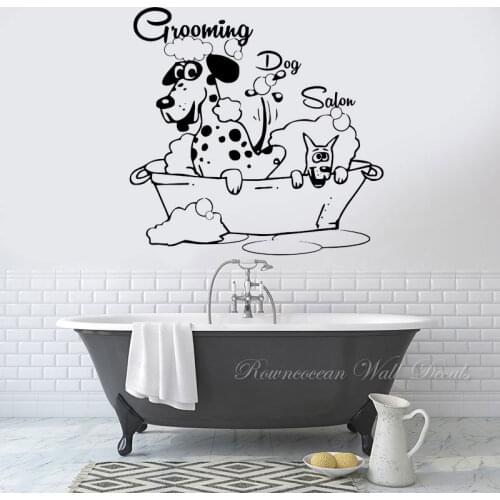 Grooming Salon Dog Wall Sticker Vinyl Interior Home Decor Art Pet Shop Bathroom Wall Decals Removable Waterproof Murals S379