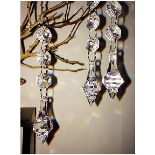 Clear Acrylic Crystal Pendants Hanging Bead Strand Garland Chandelier Wedding Decor Beaded Curtain DIY party XMS tree decoration