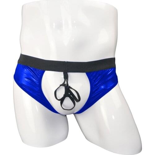 Sexy Underwear Mens Faux Leather Thongs G-String Underpants With Three Rings ZJH1010