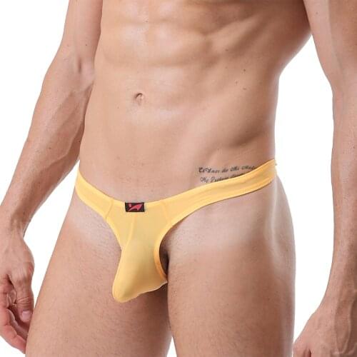 Sexy Underwear Mens Thongs G-Strings Male Pure Ice Silk Thin Sections Breathable Comfortable Sexy Small Thong Briefs Underpants