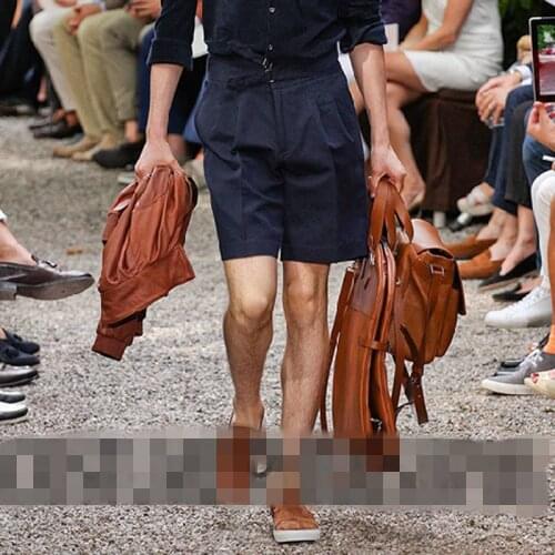 Shorts in the sleeves summer thin section tooling onesies catwalk models tide mens jumpsuit slim jumpsuit