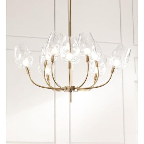 Nordic style glass chandelier living room bedroom restaurant creative modern minimalist light luxury American molecular lamps