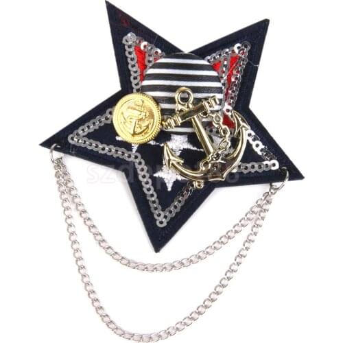 SUNTEK Military Chain Army Star Brooches Brooch Pin Party Costume Mens Accessory