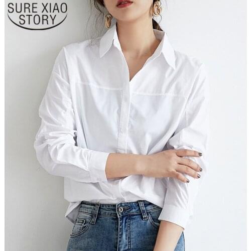 Womens Tops And Blouses 2021 Ladies Tops Long Sleeve White Blouse Shirts Women Tops Button Solid Female V-Neck Blusas 5270 50