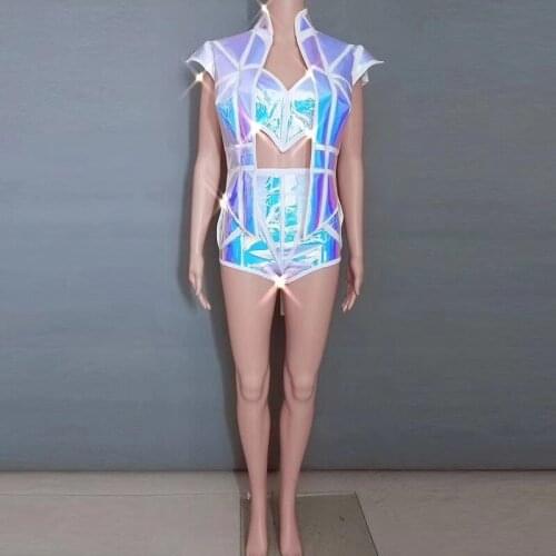 Female Singer Gogo Dancer Stage Performance Laser Clothing Pole Dance Team Sexy Clothes Nightclub Festival Party Costume DWY5101