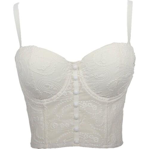 Female Vest, Girls Lace Floral Sleeveless Crop Tops Spaghetti Strap Camisole with Chest Pad for Summer, Black/White