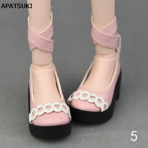 1Pair 6cm Pink White Bandage Fashion Shoes For 1/4 BJD Doll Shoes High-heel Shoes For 45-50cm XINYI Doll 1:4 Doll Accessories