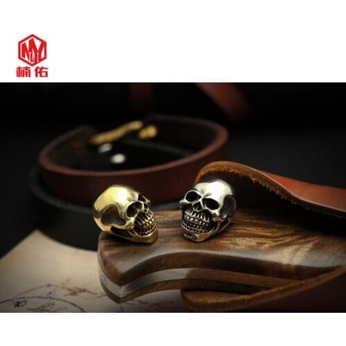 1PC Evil Smile Skull Brass Copper EDC Paracord Beads Lanyard Pendants Knife Beads Umbrella Rope Cord Bracelet Beads Pendants