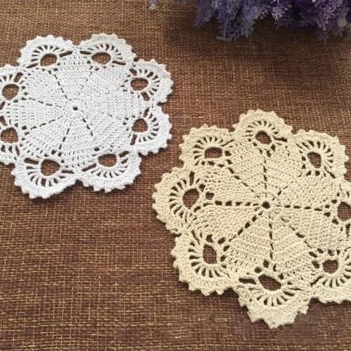 10PCS/LOT Round doily cotton hand made Crochet cup mat, 6 colors 18CMX18CM Round Coaster Place Mat