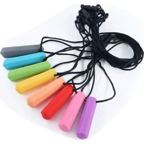 2021 New Baby Silicone Teether Kids Chew Necklace Sensory Chewy Pendant Teething Toys for Autism ADHD Special Needs
