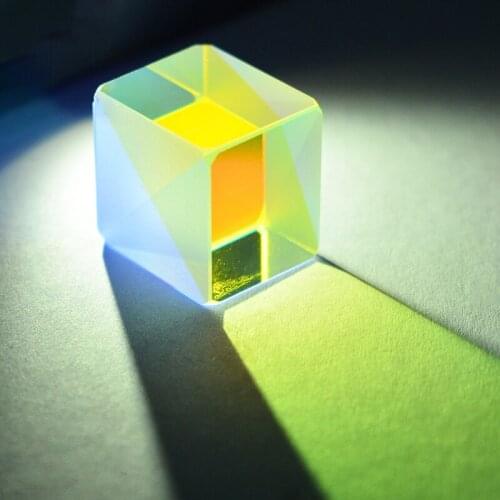 20x20mm Optical Glass Cube Defective Cross Dichroic Prism Mirror Combiner Splitter Decor Transparent Module Toy Teaching Tools