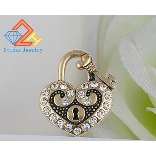 3 pcs / lot DIY Charms for Women Bracelet Love Heart Lock Rhinestone Pendant Accessories
