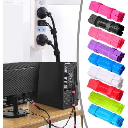 30Pcs Cable Ties Reusable Fastening Wire Holder management winder cable tie self-adhesive Velcro tape color cable tie