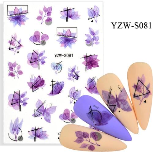 3D Stickers for Nails Self-adhesive Line Leaves Flower Nail Art Decorations Trend Pattern Design Sticker Nail Foil Accessories