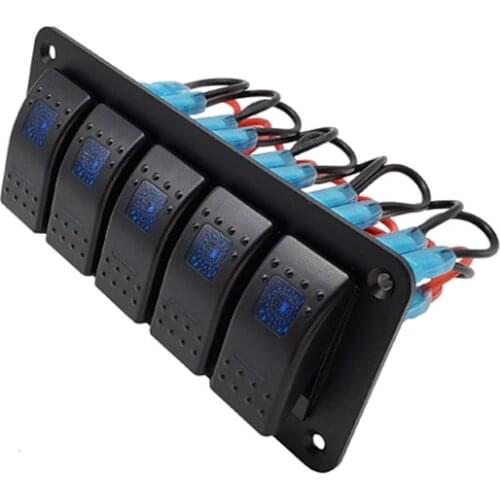 5 Gang Rocker Switch Panel 12V 24V ON/Off Toggle Switch Control Panel LED Light Switch For Boat Auto Car Marine ATV UTV