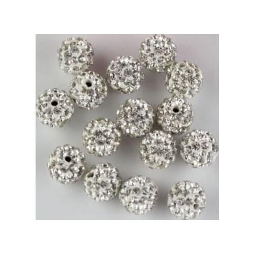 6mm 8mm 10mm 12mm 14mm 100 pcs/lot white Loose hr34 Bead Bracelet necklace Rhinestone disco ball handmade crystal