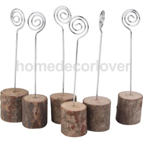 6pcs Natural Wood Name Number Menu Place Card Placement Holder Wedding Table