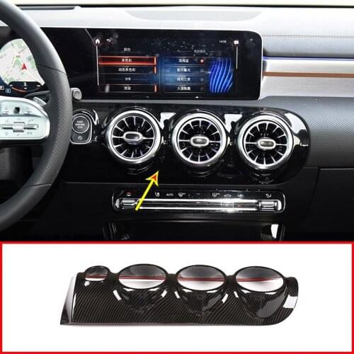 Carbon Fiber Style ABS Chrome For Mercedes benz A Class W177 2019 Central Control Air Conditioning Decorative Panel Accessories
