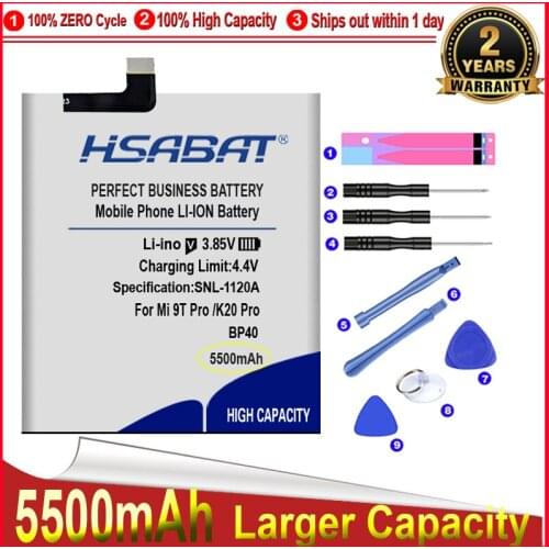 HSABAT 0 Cycle 5000mAh BP40 Battery for Xiaomi Redmi Mi 9T Pro /K20 Pro High Quality Mobile Phone Replacement Accumulator