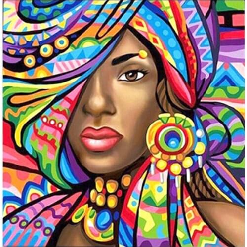 DIY 5D Diamond Painting Africa Girl Abstract Diamond Embroidery Full Cross Stitch Needlework Rhinestone Mosaic Home Decor Gift