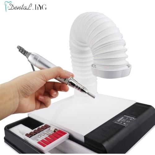 65W 2-in-1 Vacuum Cleaner Drill Machine & Dust Collector 3LED Lighting for Nail Art Beauty Equipment Dental Lab Polishing Tools