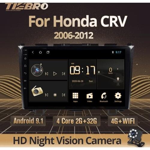 TIEBRO 2Din Android 9.0 Car Radio For Honda CRV CR-V 2006-2012 Stereo Auto Radio GPS Navigation Stereo Receiver Bluetooth Player