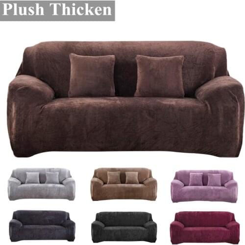 Warm Thicken Plush Elastic Sofa Covers for Living Room Slipcover All-inclusive Sectional Couch Cover Sofa Cover 1/2/3/4 seater