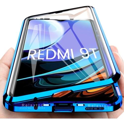 Redmy 9T Case 360 Magnetic Adsorption Metal Flip Case For Xiaomi Redmi 9T 9 T Double-Sided Glass Cover Redmi9T M2010J19SG 6.53