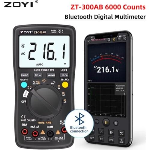 ZOYI ZT-300AB Digital Bluetooth Multimeter 6000 Counts Professional Multimetro Auto Range AC/DC Current Voltage True RMS Tester