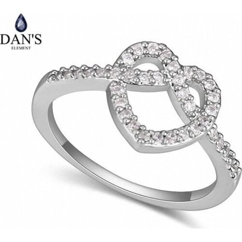 DANS 2 colors Real Brand AAA Zirconia Micro Inlays Simple Vintagle Fashion Ring for women New heart 116270white