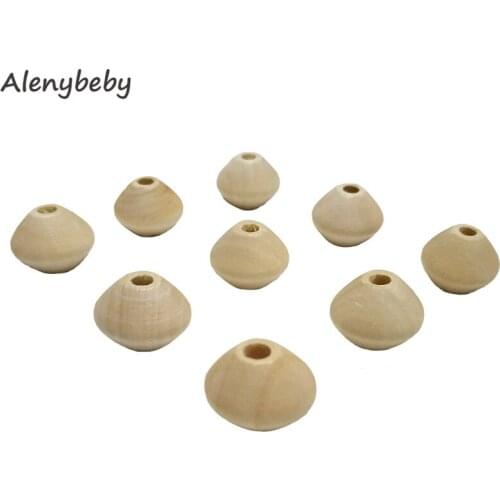 Wooden Flying Saucer Beads Baby Teether 18*15mm Wood Abacus Beads Wooden Lentil Beads Natural Colour