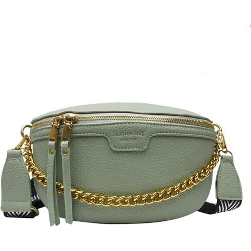 Designer Womens Belt Bag PU leather Chain Pack Bag on A Belt Fashion Wild Satchel Women Belly Band Waist Bag
