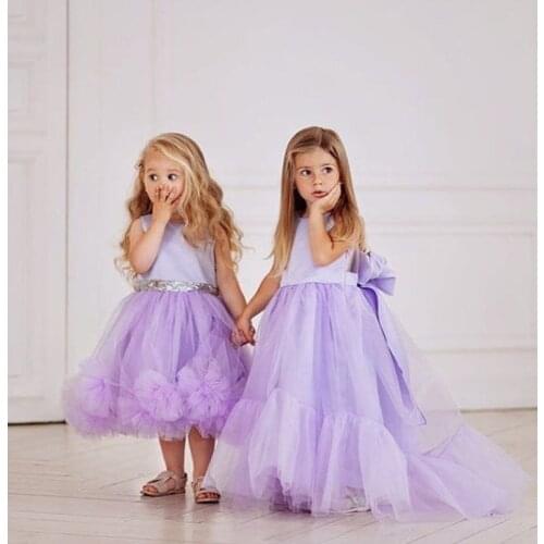 Elegant Purple Puffy Infant Toddler Girls Dresses Puffy Purple Flower Girls Dresses Little Girls Purple Birthday Party Dresses
